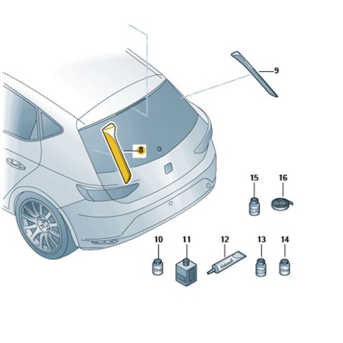 Verticale spoilerset achterklep Seat Leon 5F